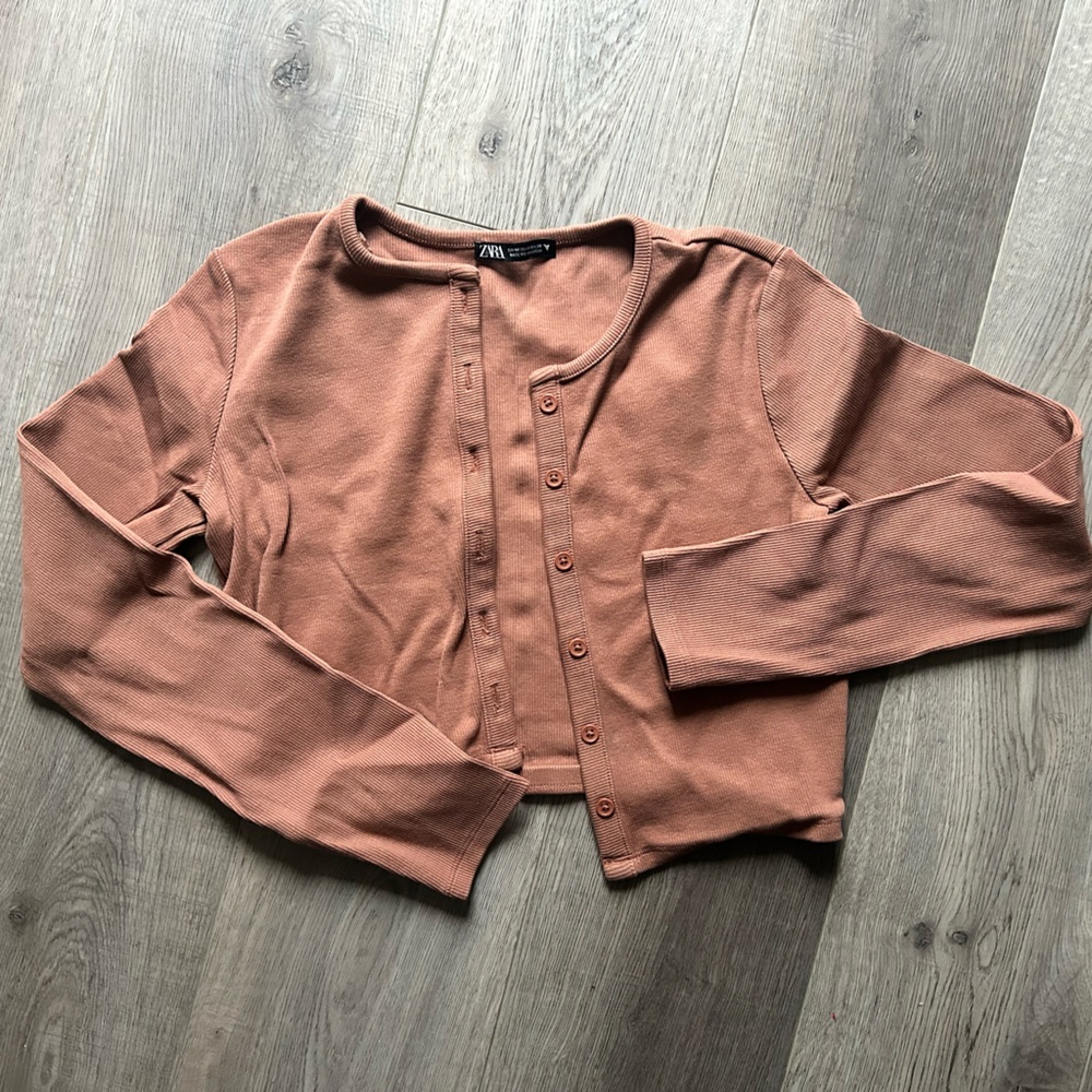 EUC Zara Tan/Brown Buttoned Up Cardigan
